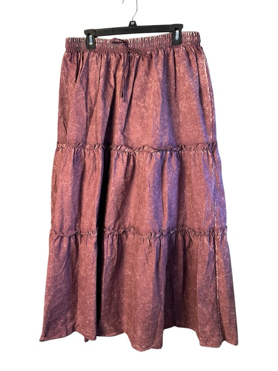 Zenana Outfitters Dresses & Skirts - Zenana Outfitters Plum Acid Wash Tiered Ruffle Cotton Maxi Skirt Size 1X